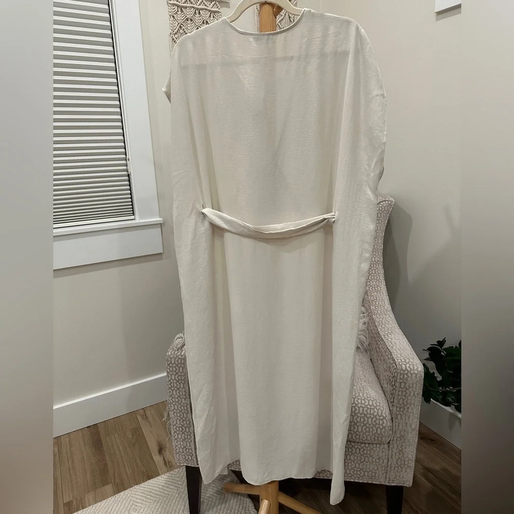 Zara Cream Wrap Midi Dress Adjustable Tie New With Tags Size S - Picture 3 of 6